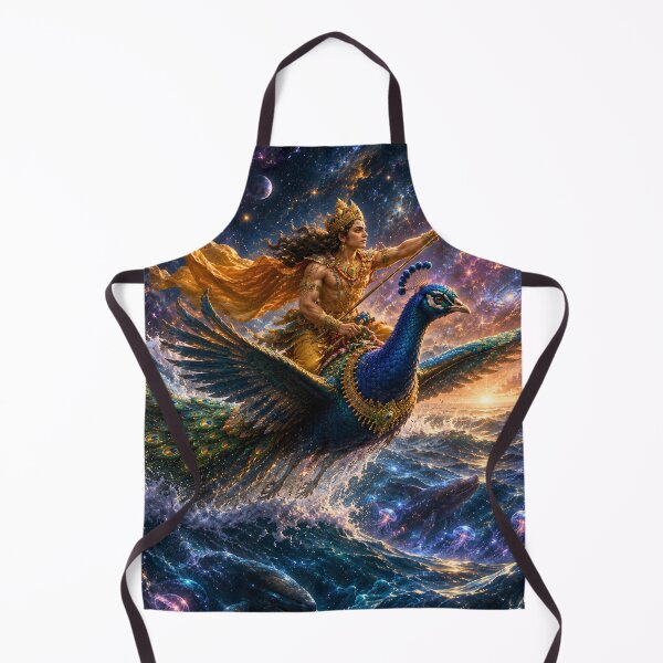 Item preview, Ganesha Wisdom Series: Kartikeya Crossing the Cosmic Oceans | Murugan's Universal Race | Hindu Fantasy Art designed and sold by Homyar.