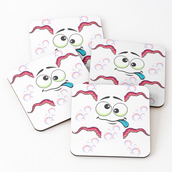 Item preview, Crazy Octopus Cartoon Character- Funny Tentacle Face with Bubbles designed and sold by CrownINDesign.