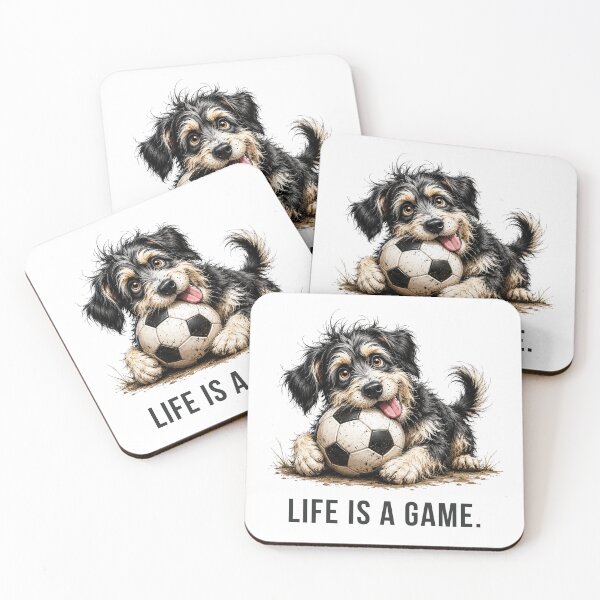 Item preview, Life is a Game – Soccer Scruffy Dog Illustration designed and sold by PAPIRO SIGLO XXI.