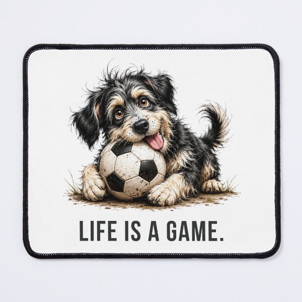 Item preview, Life is a Game – Soccer Scruffy Dog Illustration designed and sold by PAPIRO SIGLO XXI.