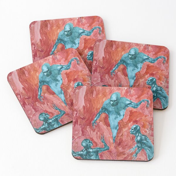 Item preview, Frozen In Fire - Dark Art Fantasy Watercolor Illustration of Blue Spirits in Flames designed and sold by JustasVebra.