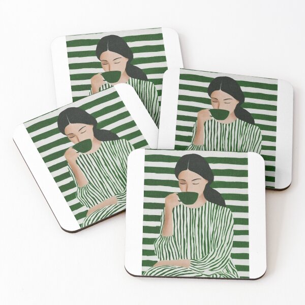 Item preview, Emerald Green Abstract Woman with Coffe designed and sold by EthannThompson.