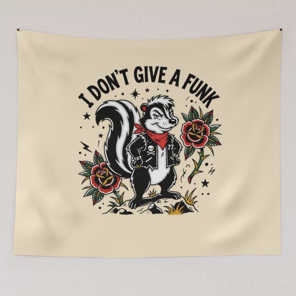 Item preview, I Don't Give A Funk Skunk Punk Tattoo Flash Graphic  — Funny Attitude Dark Humor Streetwear  designed and sold by SkTee2k.