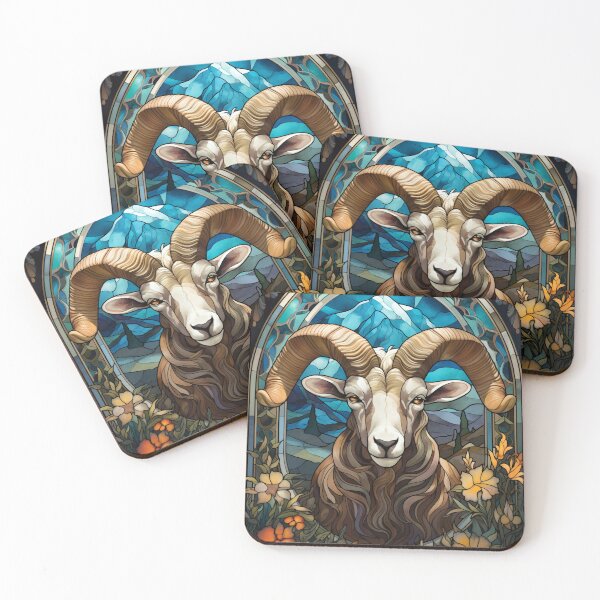 Item preview, Stained Glass Aries Ram Zodiac Art designed and sold by pinkal.