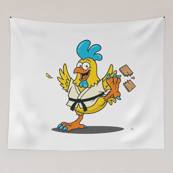 Item preview, Crazy Funny Chicken Karate Black Belt Martial Arts Cartoon designed and sold by DH-ArtLab.