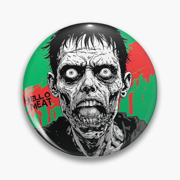 Item preview, Hello Meat Zombie Green Red Grunge Horror designed and sold by ChaoticZenStudio.