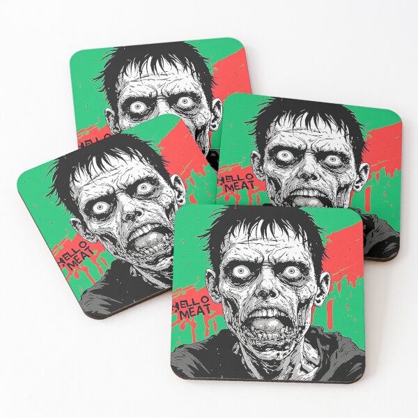 Item preview, Hello Meat Zombie Green Red Grunge Horror designed and sold by ChaoticZenStudio.