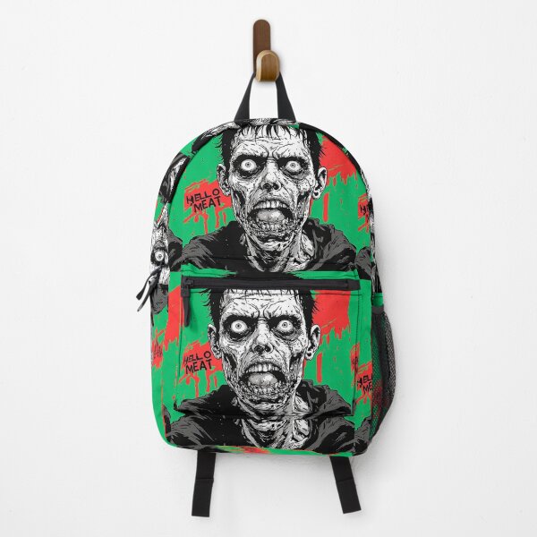 Item preview, Hello Meat Zombie Green Red Grunge Horror designed and sold by ChaoticZenStudio.