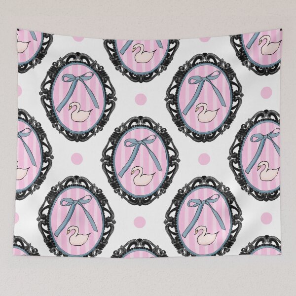Item preview, My Gothic Romance – Victorian Cameo Bow Pattern in Pink Black and Crimson designed and sold by VirtuallyCreativ .