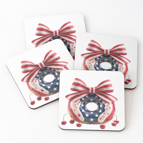 Item preview, Patriotic American Donut with Red and White Bow Cute Design designed and sold by NotasCreativa.