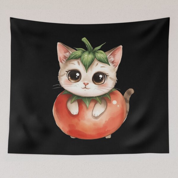Item preview, Cute little tomato cat in kawaii style designed and sold by uunaa.