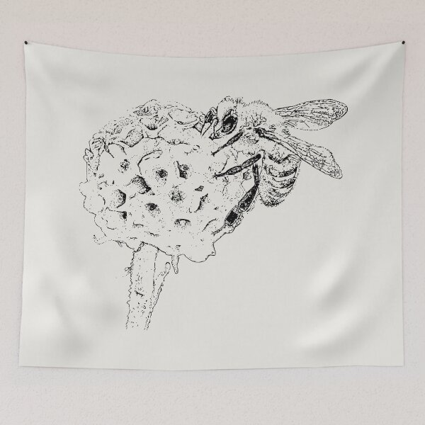 Item preview, Honey Bee on Golden Buddleia - (#F0EEE9) designed and sold by The Stippler Process.