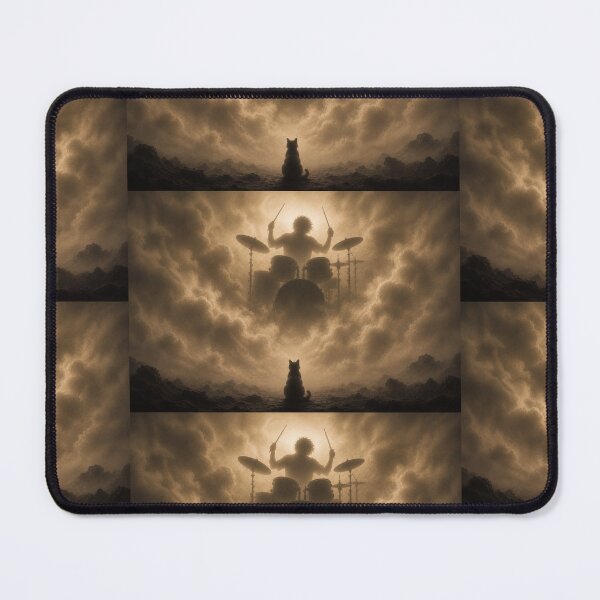 Item preview, Mystical Drummer in the Clouds – Surreal Fantasy Silhouette Art designed and sold by Hookesmode.