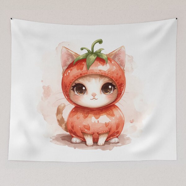 Item preview, Cute little tomato cat in kawaii style designed and sold by uunaa.