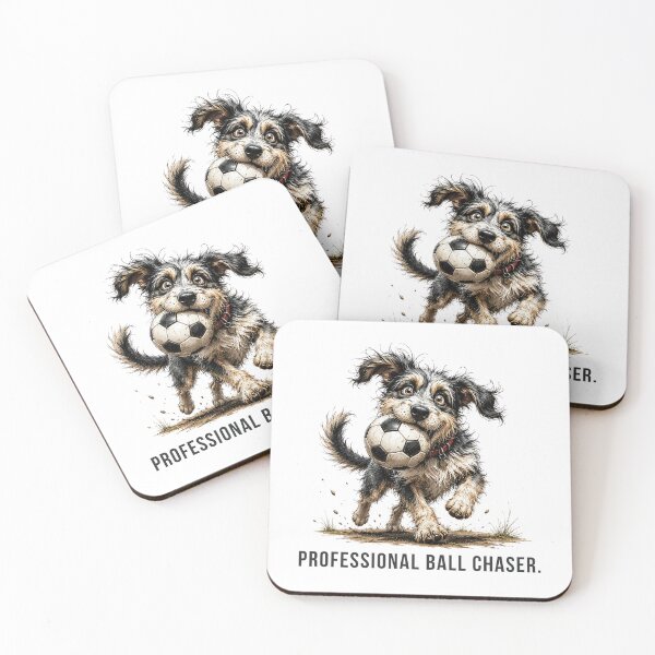 Item preview, Professional Ball Chaser – Football Scruffy Dog Illustration designed and sold by PAPIRO SIGLO XXI.