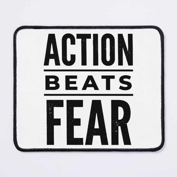 Item preview, Action Beats Fear Motivational Typography: Bold Distressed Quote Vector Poster Design designed and sold by Qurratul Sadia.