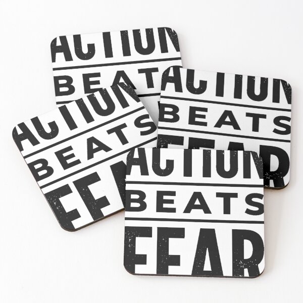 Item preview, Action Beats Fear Motivational Typography: Bold Distressed Quote Vector Poster Design designed and sold by Qurratul Sadia.