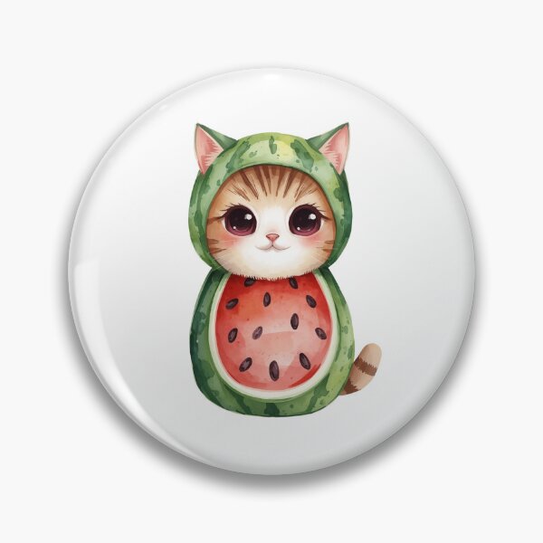 Item preview,  Cute little watermelon cat in kawaii style designed and sold by uunaa.