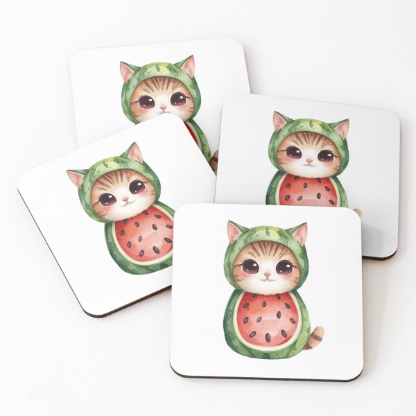 Item preview,  Cute little watermelon cat in kawaii style designed and sold by uunaa.
