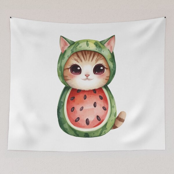 Item preview,  Cute little watermelon cat in kawaii style designed and sold by uunaa.