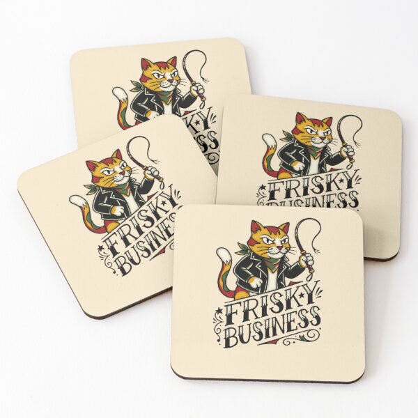 Item preview, Frisky Business Cat Leather Jacket Whip Tattoo Flash Graphic — Funny Adult Humor Attitude Streetwear  designed and sold by SkTee2k.