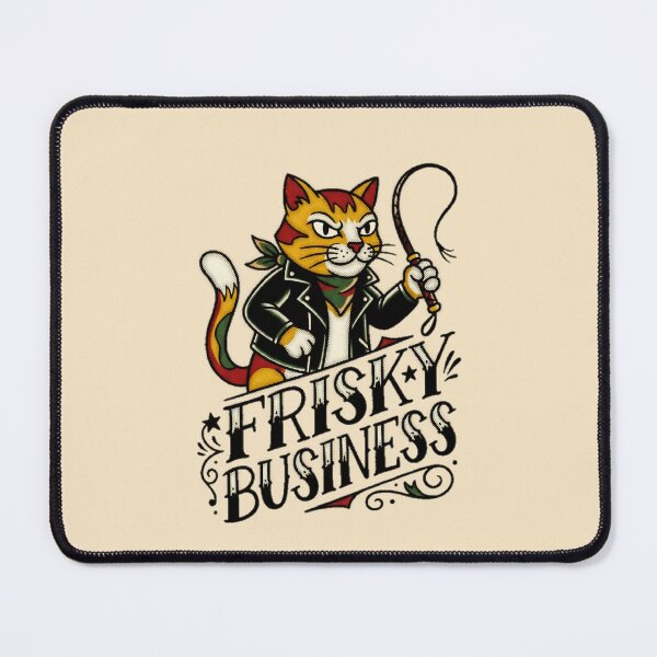 Item preview, Frisky Business Cat Leather Jacket Whip Tattoo Flash Graphic — Funny Adult Humor Attitude Streetwear designed and sold by SkTee2k.