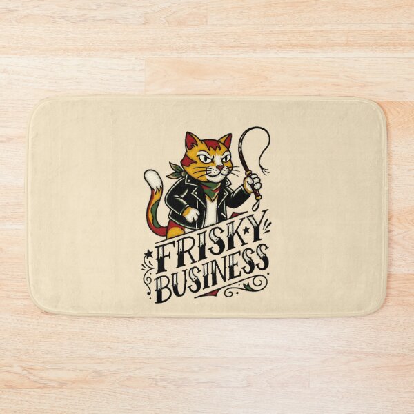 Item preview, Frisky Business Cat Leather Jacket Whip Tattoo Flash Graphic — Funny Adult Humor Attitude Streetwear  designed and sold by SkTee2k.