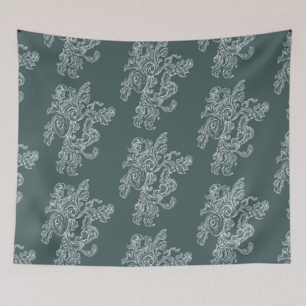 Item preview, Heraldic Floral Line Drawing - Medieval Vintage Curls Illustration designed and sold by JustasVebra.