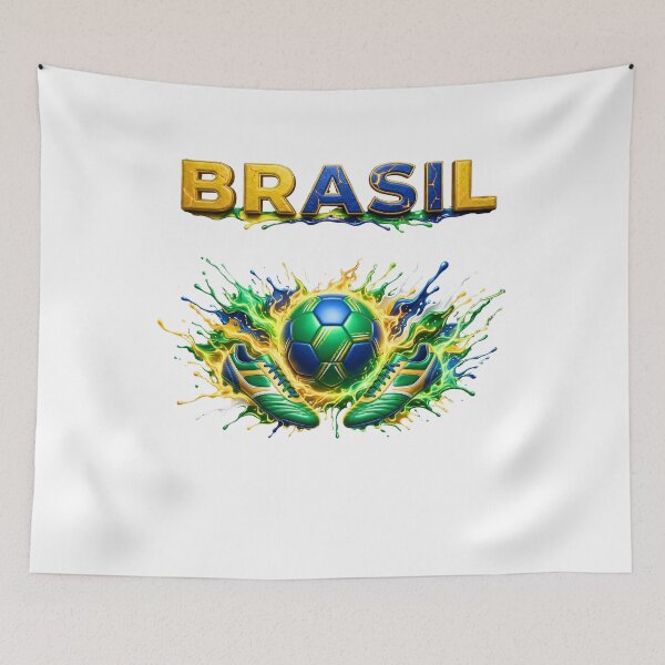 Item preview, Brazil Soccer Ball & Cleats | Brazilian Football Fan Design | Green Yellow Blue Sports Graphic designed and sold by ArtSpark Studio.