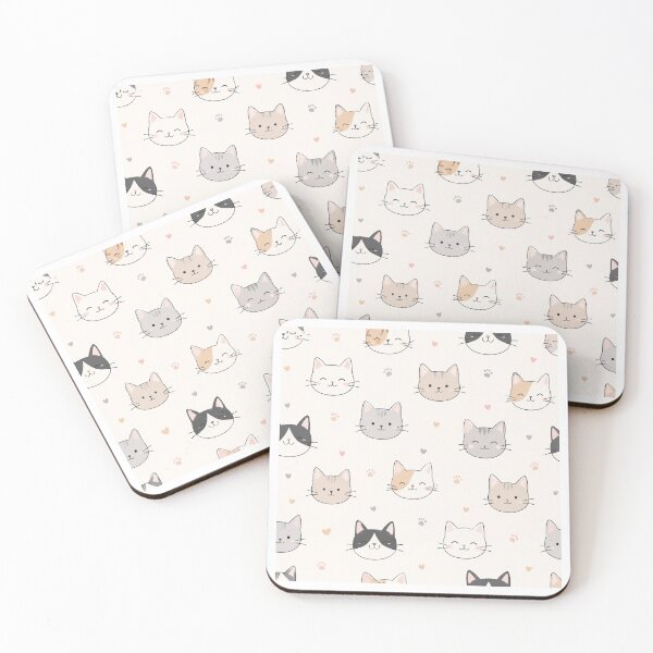 Item preview, Cute Cat Faces Seamless Pattern designed and sold by ubeyeart.