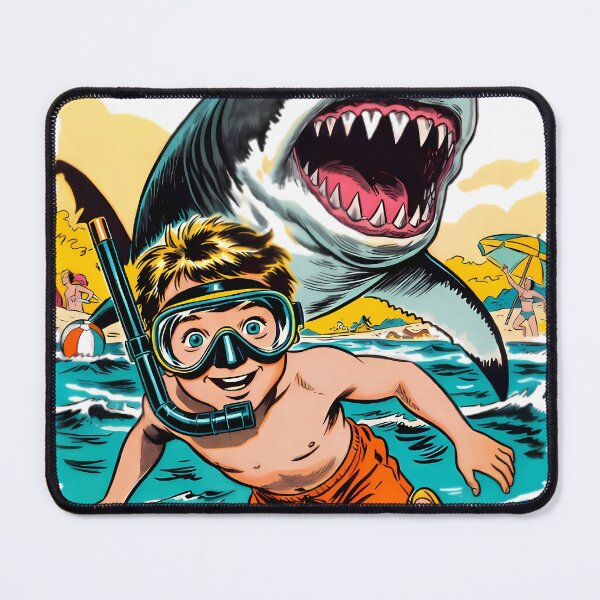 Item preview, Boy Snorkeling with Great White Shark designed and sold by Linework Studio.