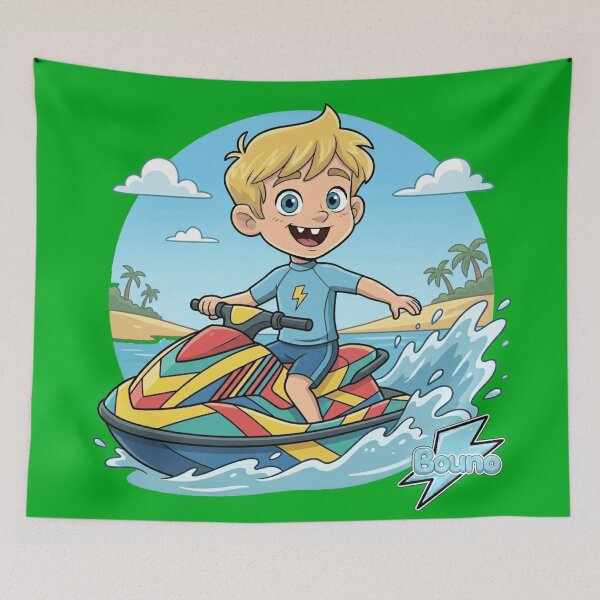 Item preview, Happy Bouno Riding a Jet Ski in Summer designed and sold by BounoWorld.