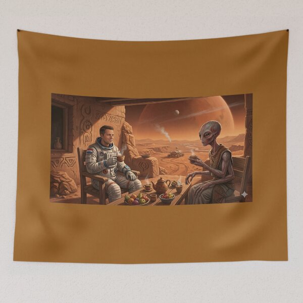 Item preview, Astronaut having tea with Martian designed and sold by WiseBow.