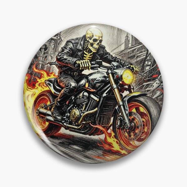 Item preview, Ghost Rider Motorbike Ink Art - Cyberpunk Skull Biker designed and sold by Staillim33.