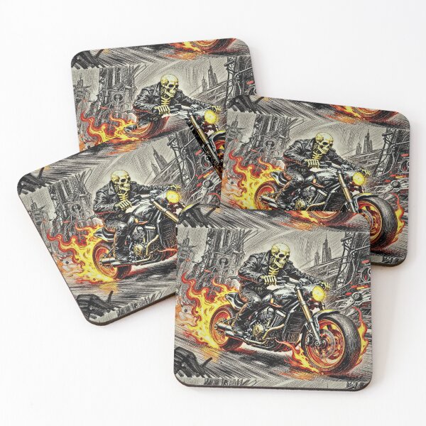 Item preview, Ghost Rider Motorbike Ink Art - Cyberpunk Skull Biker designed and sold by Staillim33.