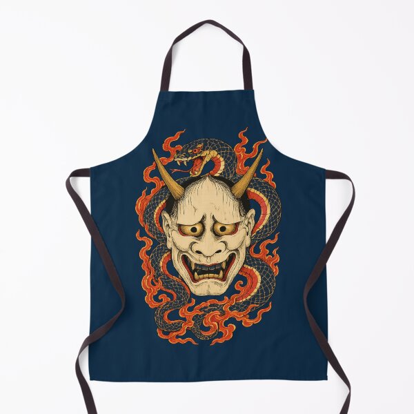 Item preview, Hannya Mask Japanese Demon - Snake & Flames Ukiyo-e Woodblock Art designed and sold by Planthem.