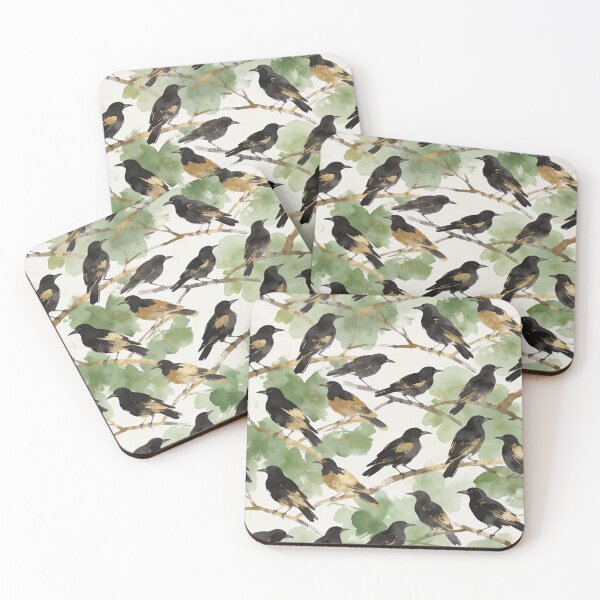 Item preview, Luxury Gold Foil Blackbird Pattern designed and sold by wissal.studio.