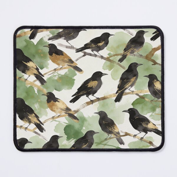 Item preview, Luxury Gold Foil Blackbird Pattern designed and sold by wissal.studio.