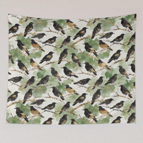 Item preview, Luxury Gold Foil Blackbird Pattern designed and sold by wissal.studio.