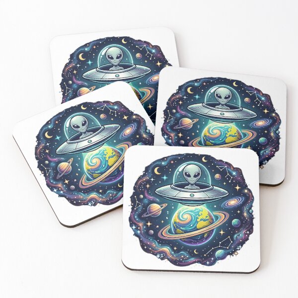 Item preview, Alien Spaceship Over Cosmic Planet designed and sold by AlienJoy.