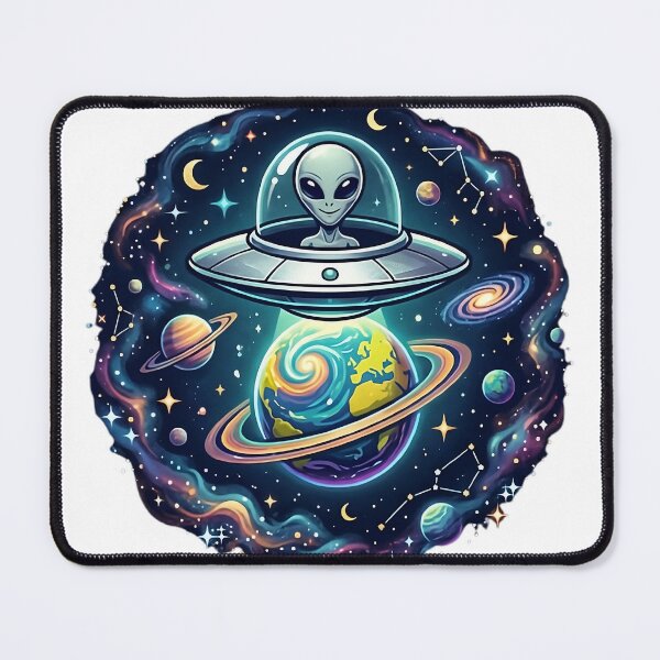 Item preview, Alien Spaceship Over Cosmic Planet designed and sold by AlienJoy.