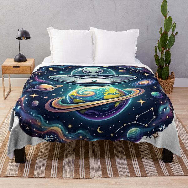 Item preview, Alien Spaceship Over Cosmic Planet designed and sold by AlienJoy.
