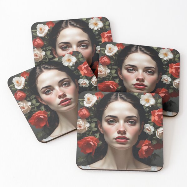 Item preview, Woman with flowers wall art print designed and sold by MK26Designs.