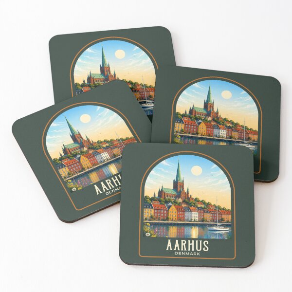 Item preview, Aarhus Vintage Travel Illustration designed and sold by HomeLivingCo.