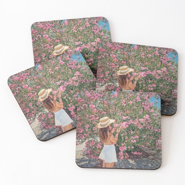 Item preview, girl admiring a pink Oleander  designed and sold by psychoshadow.