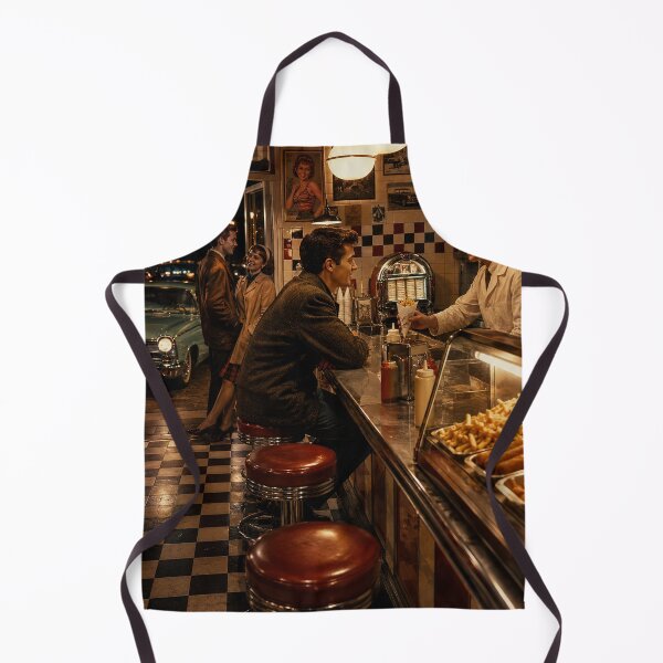 Item preview, 1950s American Diner at Night – Retro Rockabilly Fast Food Wall Art designed and sold by Hookesmode.