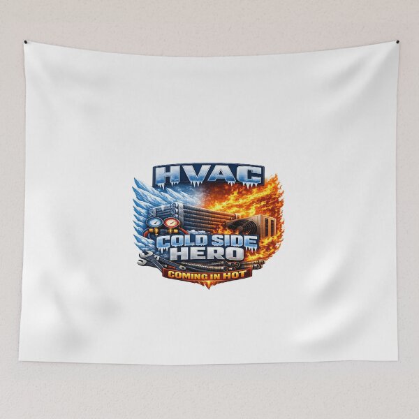 Item preview, HVAC Cold Side Hero - Ice & Fire Technician Design for Heating & Cooling Pros designed and sold by FrozenHeat97.