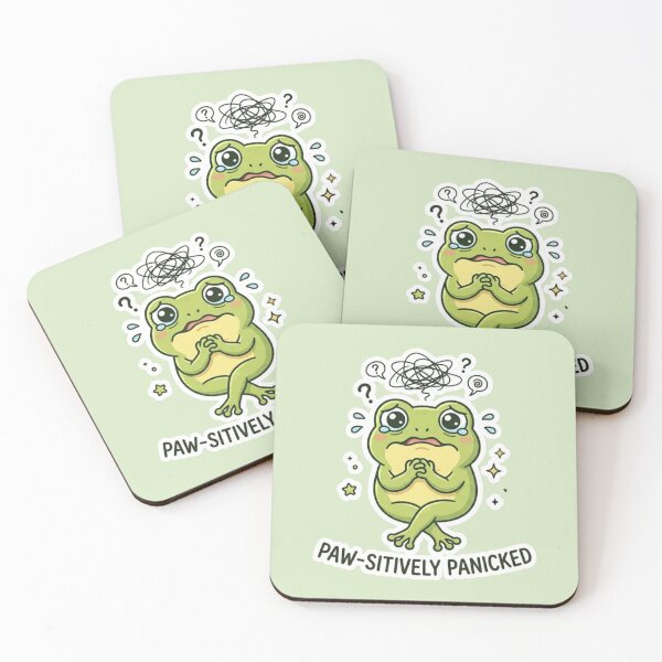 Item preview, Paw-sitively Panicked – Funny Anxious Frog Mental Health Design designed and sold by Safe Haven Pets.