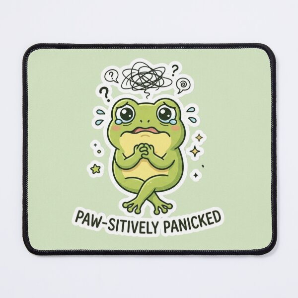 Item preview, Paw-sitively Panicked – Funny Anxious Frog Mental Health Design designed and sold by Safe Haven Pets.