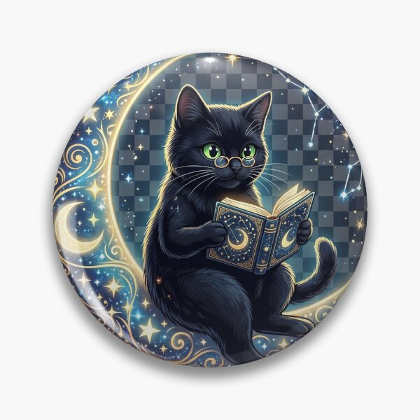 Item preview, Black Cat Reading on Crescent Moon Celestial Book Lover T-Shirt designed and sold by MERAKISL.